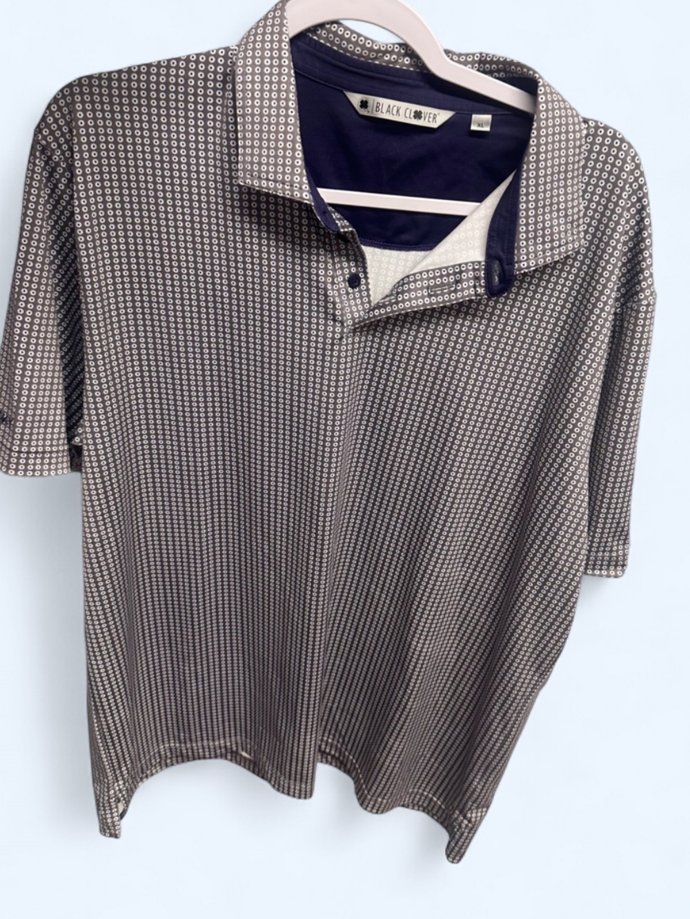 Black Clover Men’s Navy Micro-Pattern Polo
